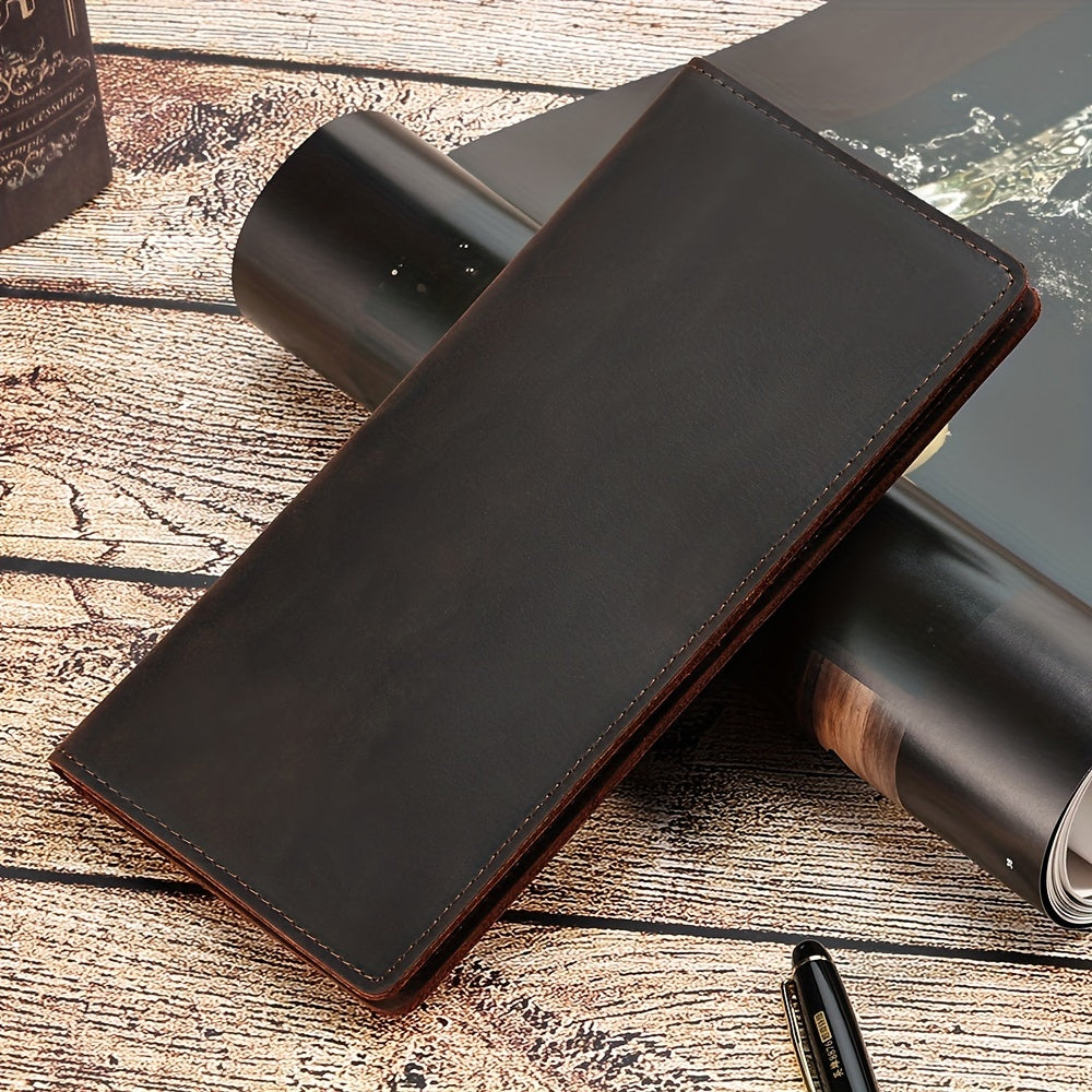 Retro Men's Leather Card Wallet Long Thin Clutch Men's Wallet