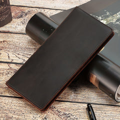 Retro Men's Leather Card Wallet Long Thin Clutch Men's Wallet