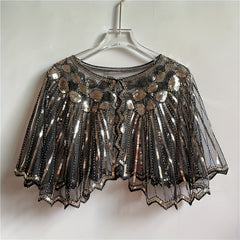 Vintage Punk Shawl Sequin Beaded Short Cape Mesh Wrap