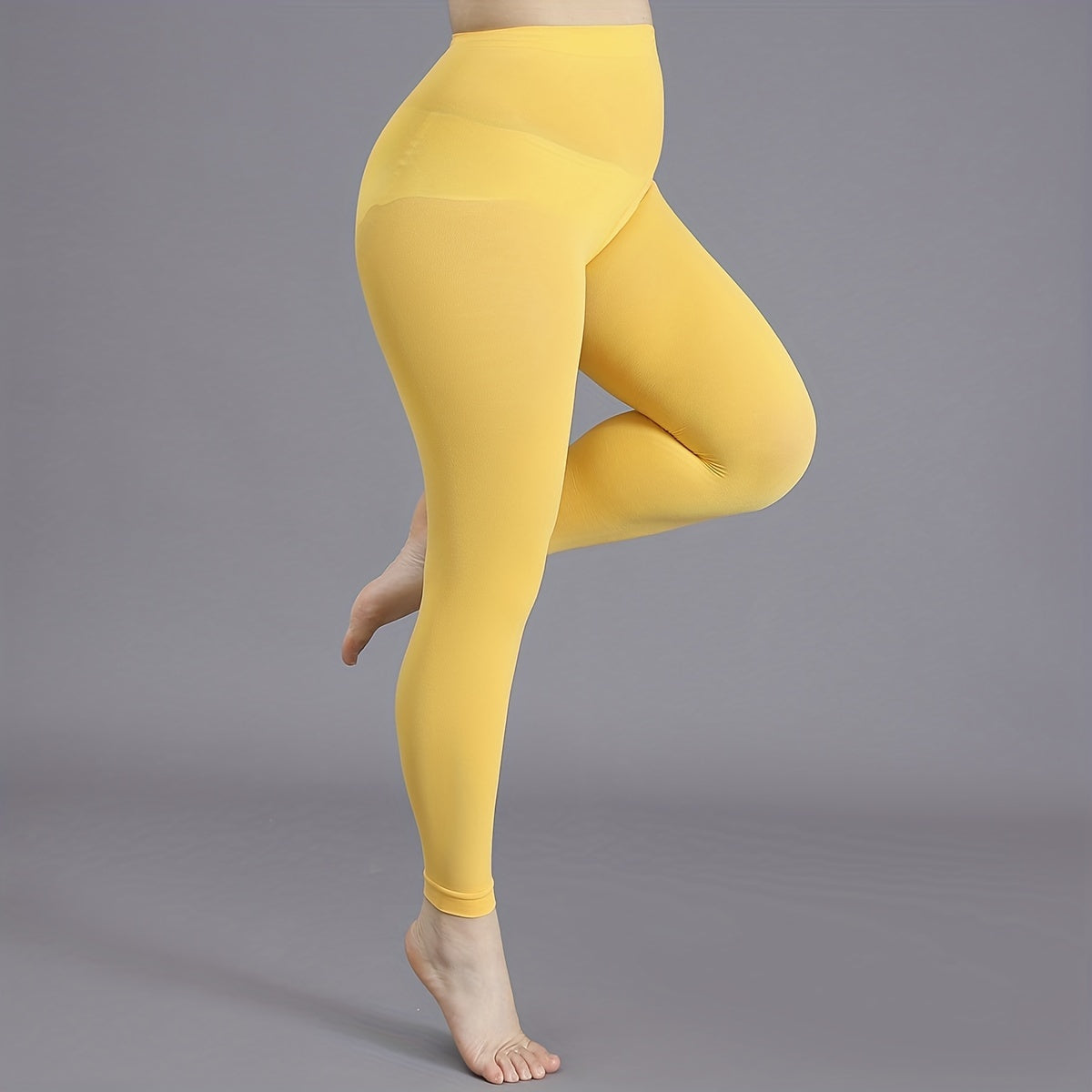 High Rise Stretchy Tights, 100D Solid Nylon, 0XL-3XL