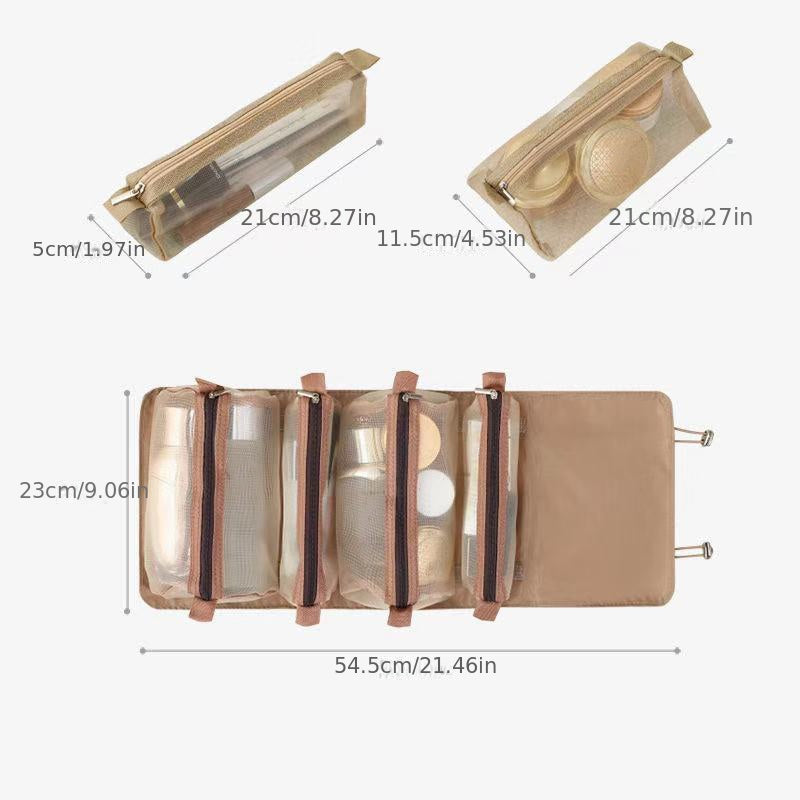 Portable Large Makeup Bag 4 In 1 Removable With Zipper