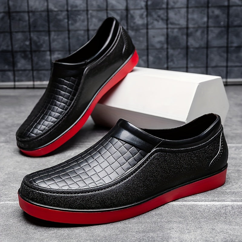 Men's Low Top Slip On Rain Boots Waterproof Casual Shoes