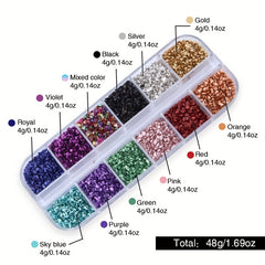 12-Color Stained Glass Gravel Beads Gem Stones Crushed Glass DIY Nail Art