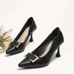 Women's Stiletto Heels Square Buckle Pointed Toe High Heels