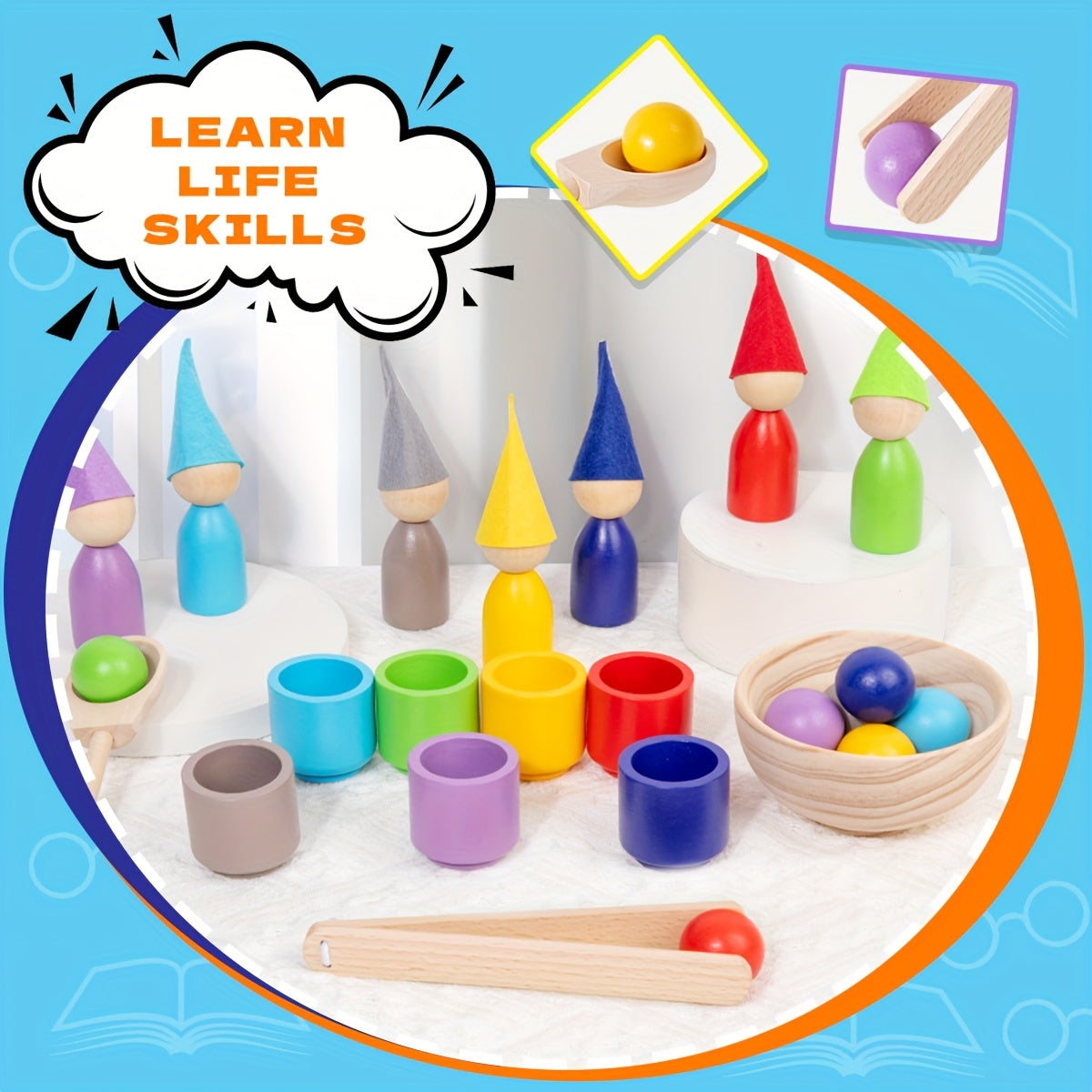 Educational Wooden Rainbow Matching Game for Preschoolers