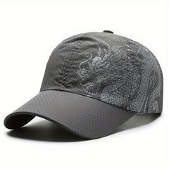 Chinese Dragon Print Baseball Cap Outdoor Quick Drying Sun Protection Hat