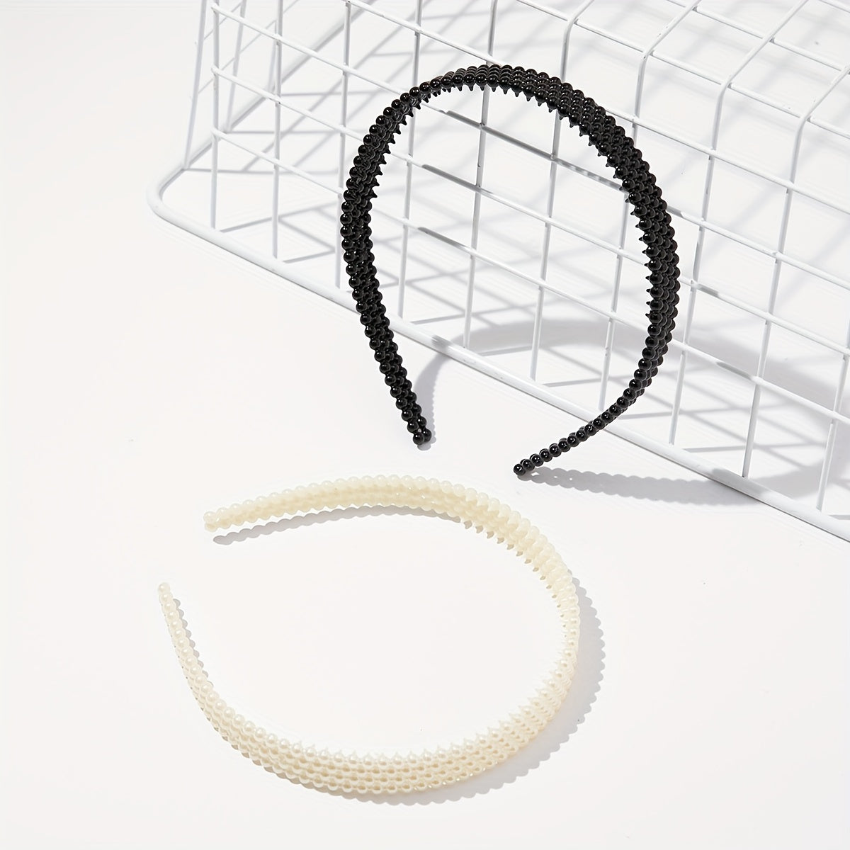 2pcs Faux Pearl Headband Nonslip Head Hoop Hair Band