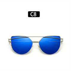 Reflective Sunglasses Metal Frame Colorful Film Men's Casual