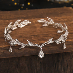 Vintage Crystal Rhinestone Leaf Tiara Crown Headband Hair Accessories