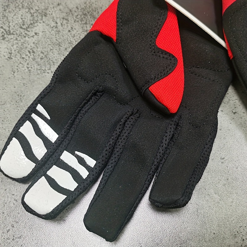 Breathable Adult Motorcycle Racing Gloves Red