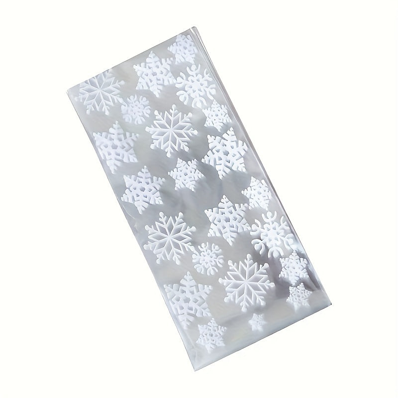 50 Snowflake Candy Bags with 100 Golden Twisted Ties for Party Supplies