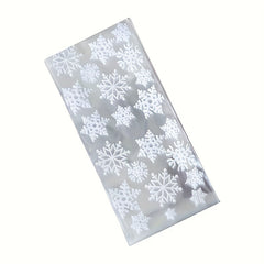 50 Snowflake Candy Bags with 100 Golden Twisted Ties for Party Supplies