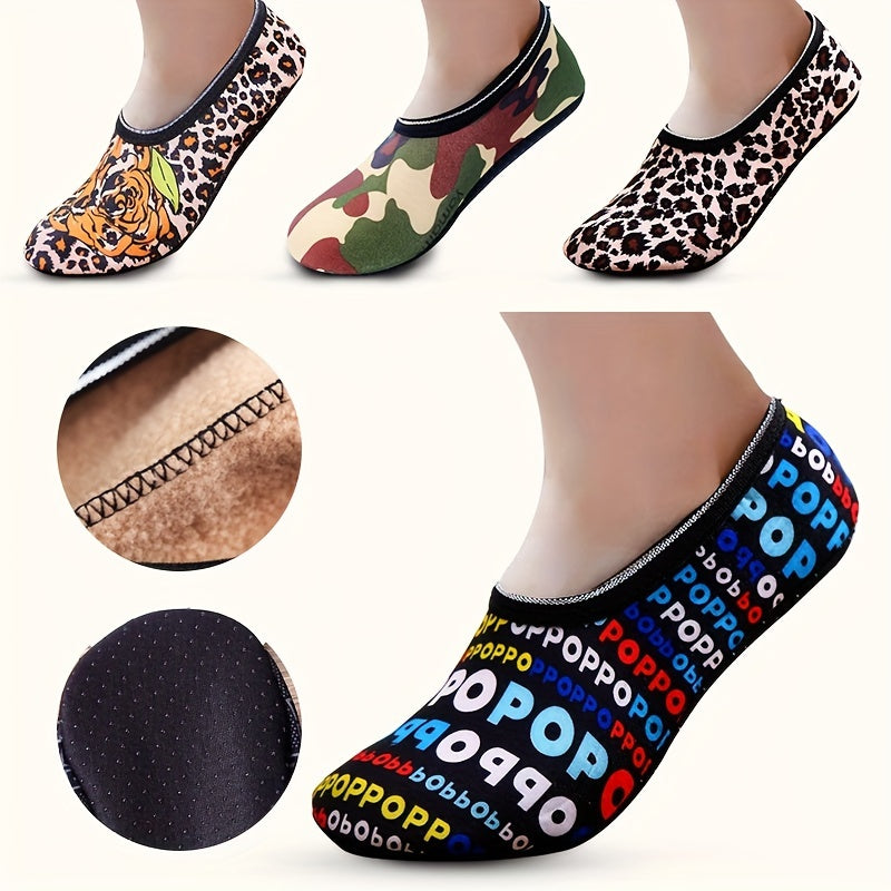 Letter & Leopard Print Low Cut Socks