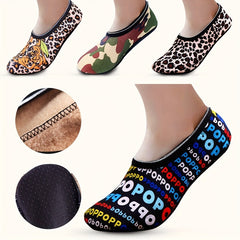 Letter & Leopard Print Low Cut Socks