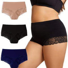 3 Pack Plus Size Lace High Stretch Soft Underwear Set