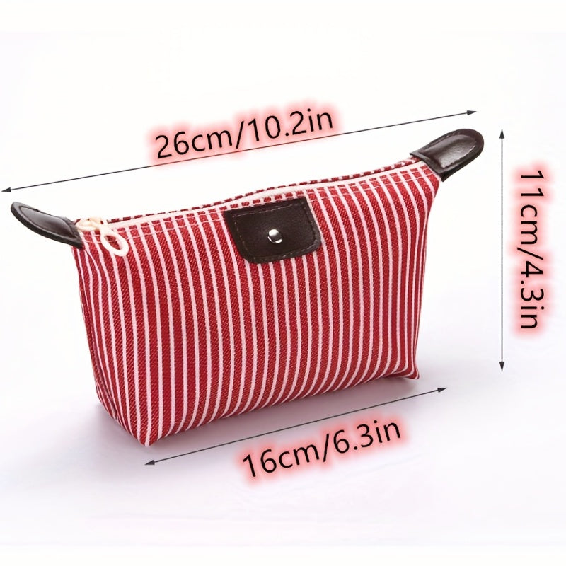 Striped Pattern Carry On Bag Zipper Cosmetic Pouch