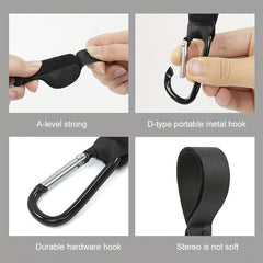 2pcs Stroller Hook Clip Aluminum Carabiner Cart Organizer Diaper Bag Shopping