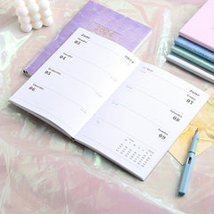 Colorful A5 English Calendar Book Laser Starlight Thin Weekly Notebook