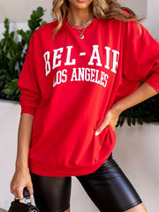  Women's Sports Top Long Sleeve Round Neck Letter Print