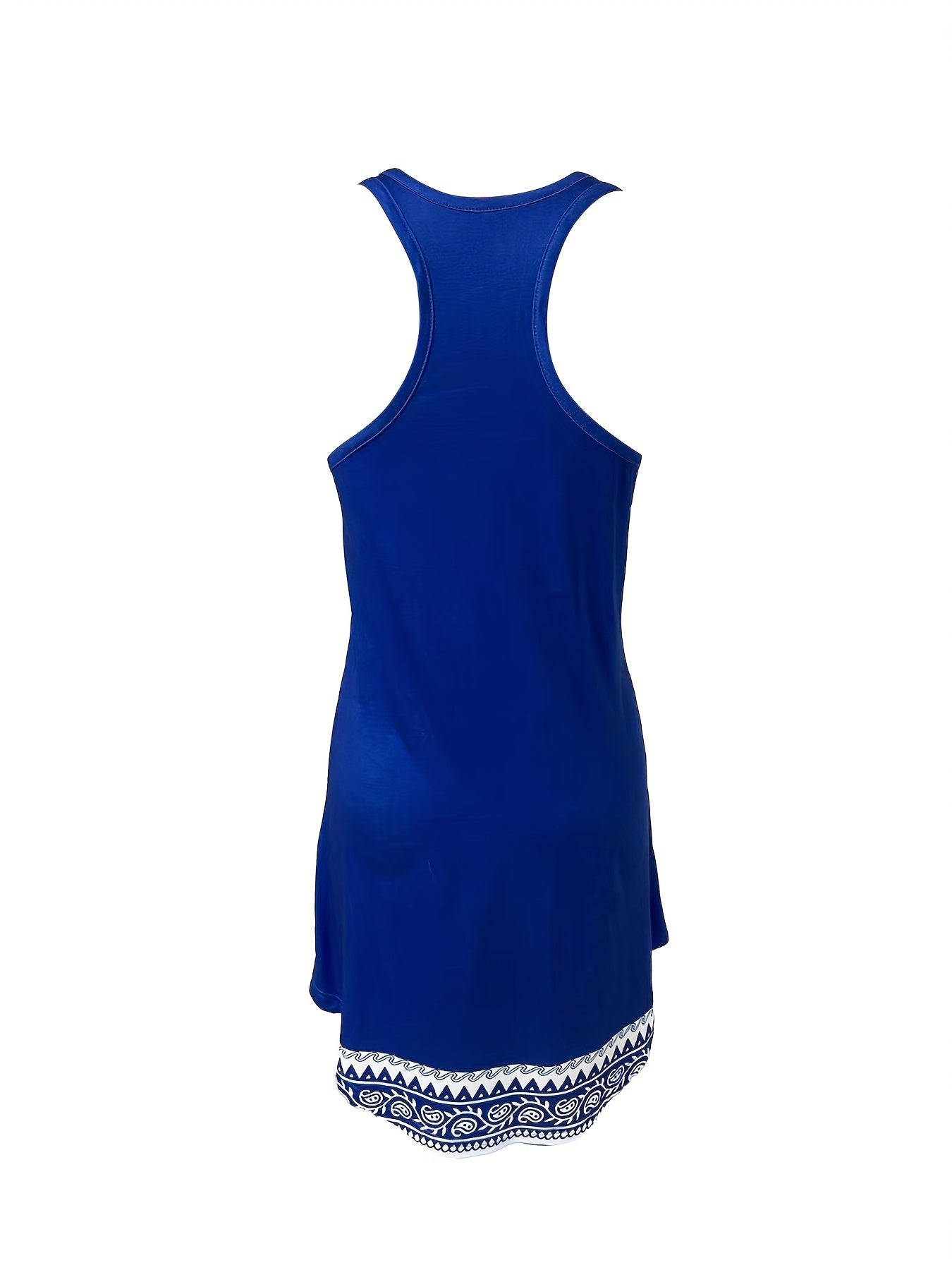 Geometric Pattern Lounge Dress Sleeveless Crew Neck Home Dress