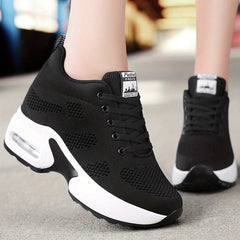 Women's Breathable Mesh Platform Sneakers Lace Up Outdoor Shoes
