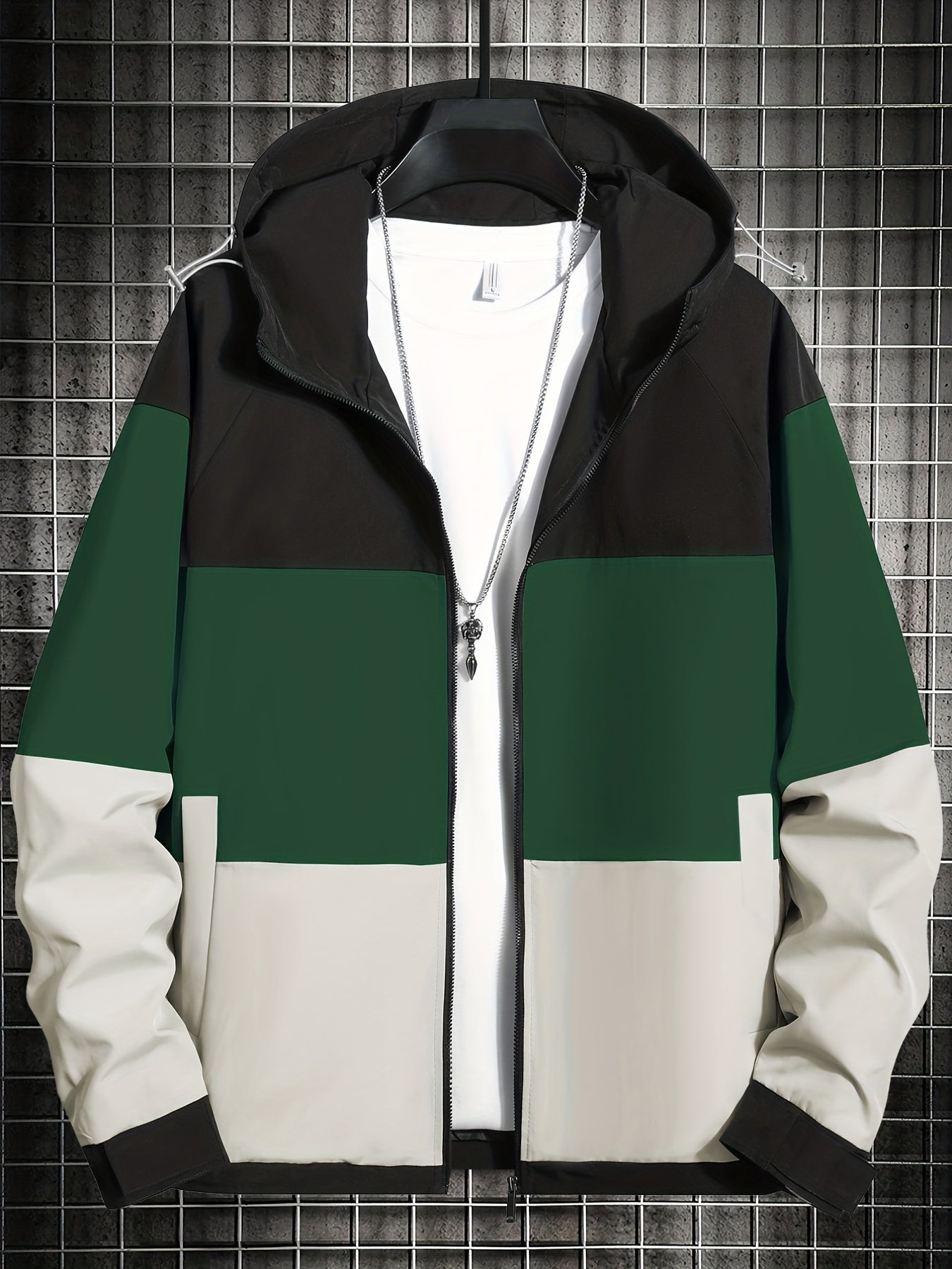 Men's Hooded Windbreaker Jacket Zipper Hooded Coat