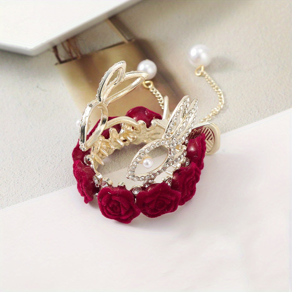 Vintage Rose Hairpin Hair Claw for Women Hair Clip Bridal Headwear