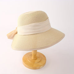 Bowknot Ribbon Sun Hat Wide Brim UV Protection Straw Hats Classic Summer