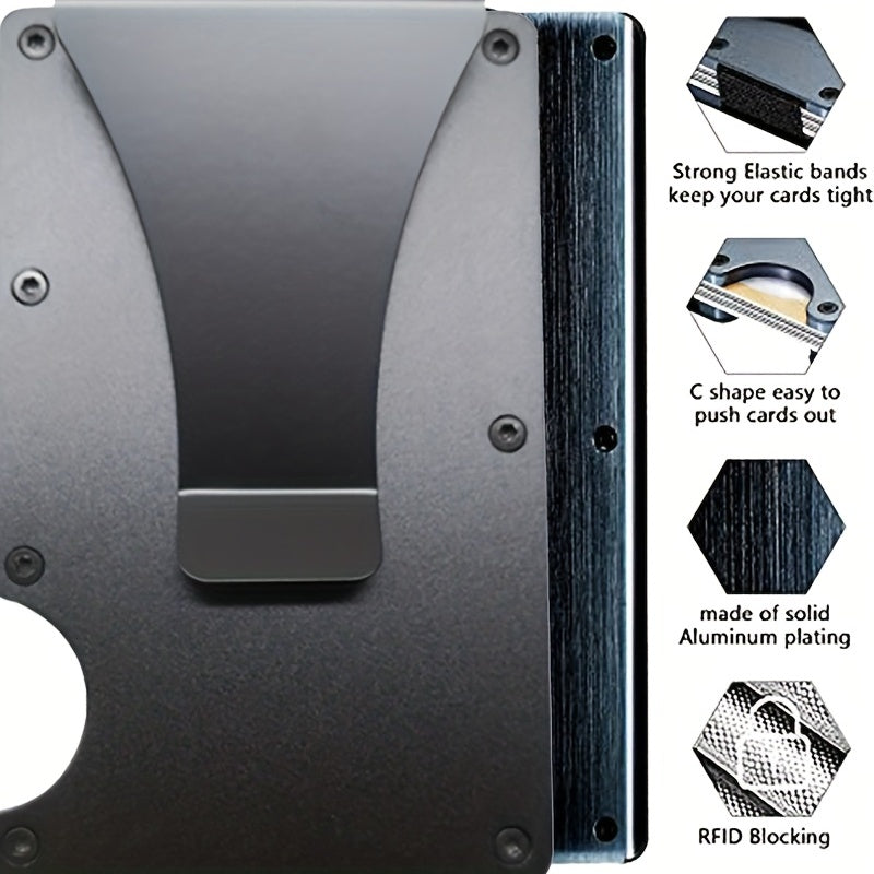 RFID Aluminum Money Clip Wallet Slim Metal Card Holder Front Pocket Wallet