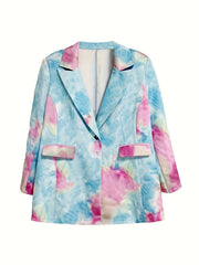  Tie Dye Button Long Sleeve Blazer