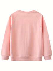 Girls Sweatshirt Pony Embroidery Graphic Comfort Fit Long Sleeve Top