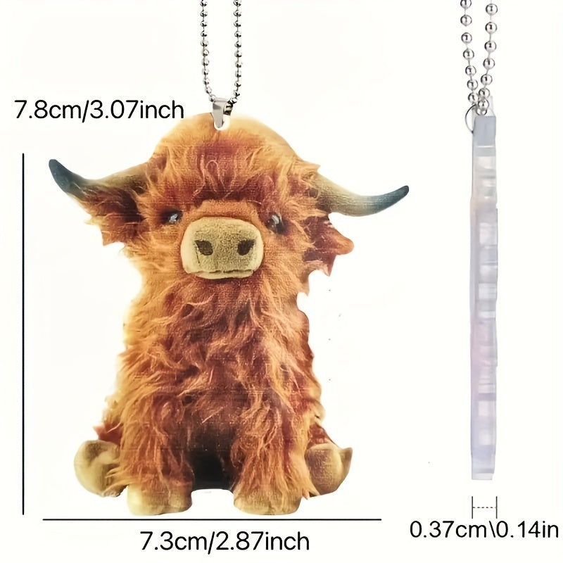 Highland Bull 2D Acrylic Car Pendant - Add Vitality to Your Car