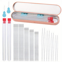 38pcs Beading Needles Set Big Eye & Straight Needles with Threader and Bottle