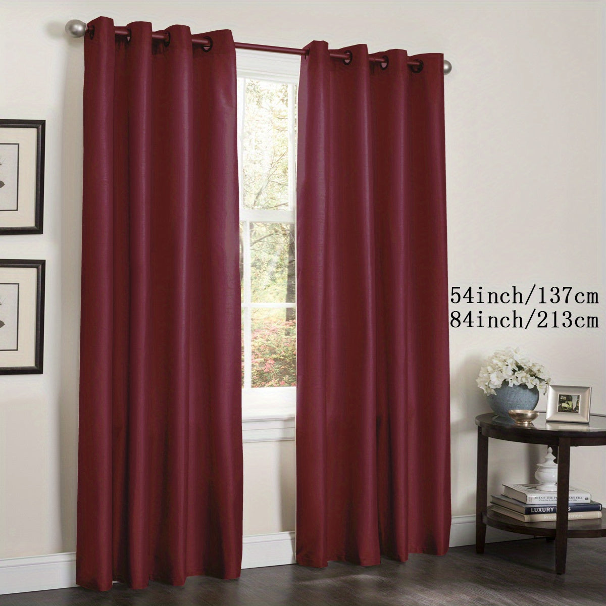 Faux Silk Grommet Top Window Curtain for Living Room Bedroom Kitchen Bathroom