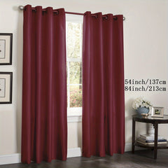 Faux Silk Grommet Top Window Curtain for Living Room Bedroom Kitchen Bathroom