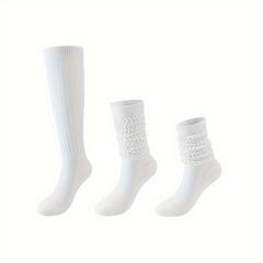 Women's Solid Calf Socks Warm & Comfy Knee High Stockings
