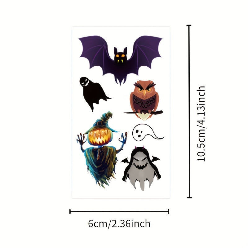 Cartoon Witch Pumpkin Bat Halloween Horror Tattoo Sticker