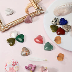 10pcs Heart Shape Natural Stone Ornament for Home Decor & Jewelry Making