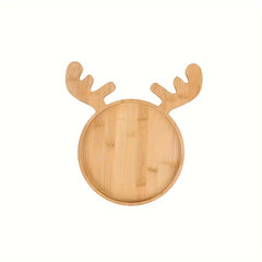 Christmas Elk Ear Antler Shape Wooden Serving Tray