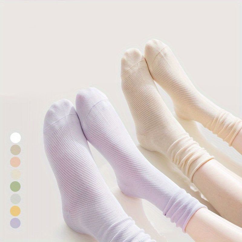 8 Pairs Mid Tube Solid Socks for Women