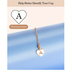 1pc ID Initial Letter Charm Bottle Handle Pendant Cup Accessories