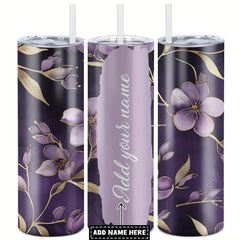 Custom Name Floral Print 20oz Stainless Steel Tumbler