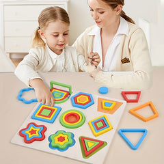 Wooden Shape Matching Board Puzzle Game Educational Learning Toy