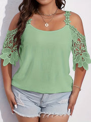  Cold Shoulder Floral Jacquard Top