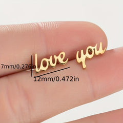 2pcs Men's Stainless Steel Love You Stud Earrings