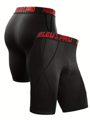 Men's Solid Compression Shorts High Stretch Sportswear for Gym Running