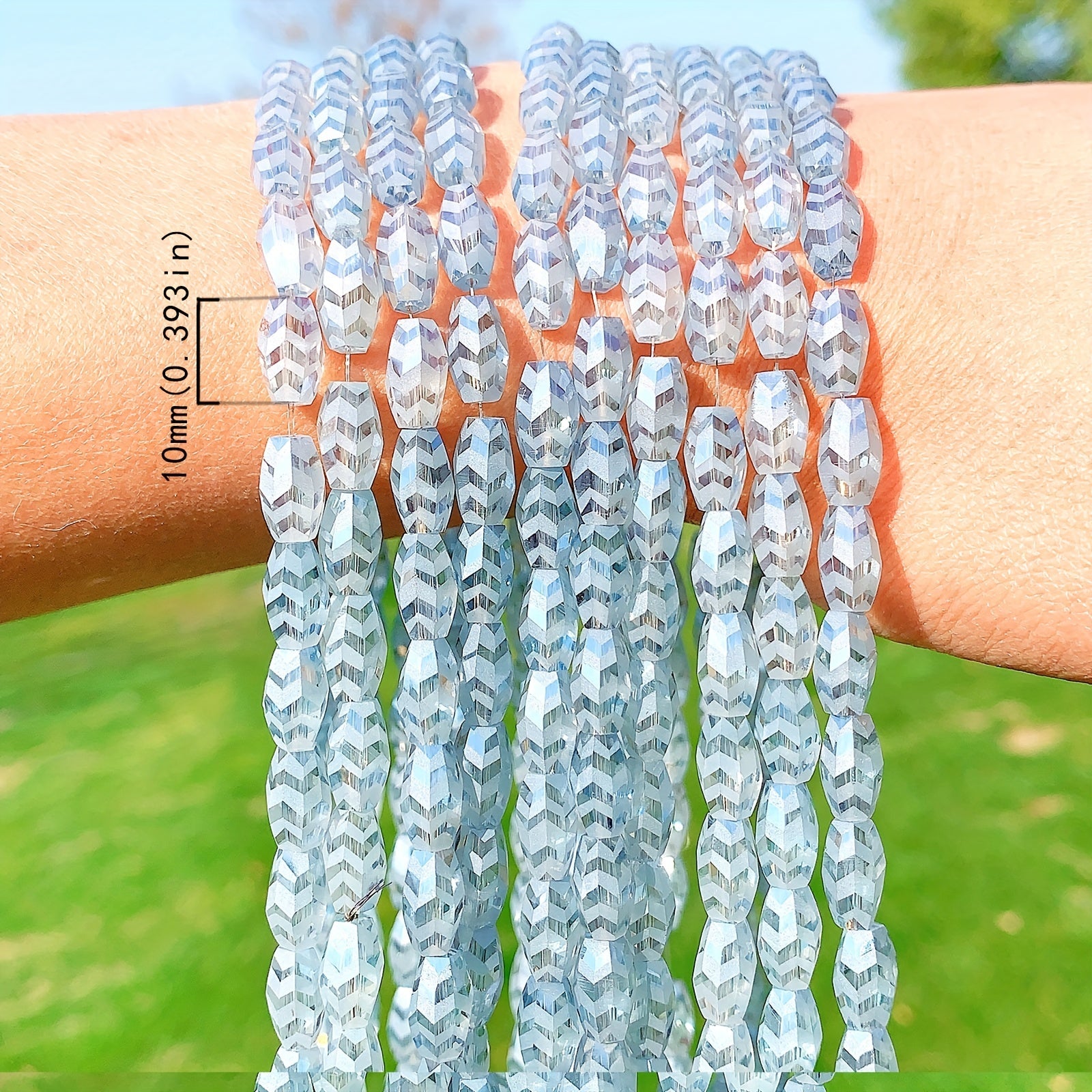55pcs AB Plated Crystal Beads Frosted Glass Spacer Beads for DIY Bracelet