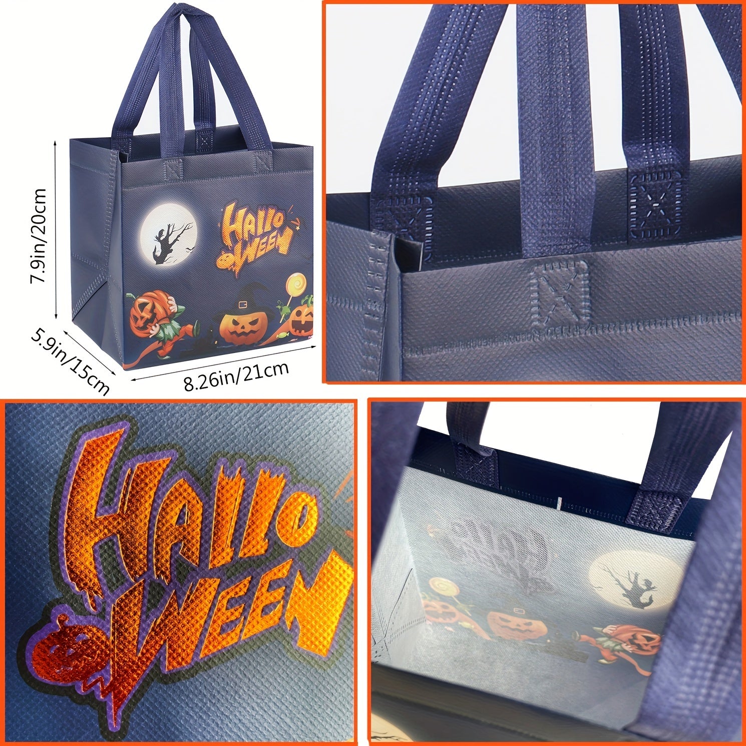 6pcs Halloween Treat Bags Small Tote Bags With Handles Bronzing Gift Bags
