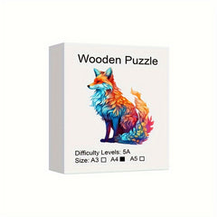 Fox Wooden Puzzle Animal Shape Jigsaw Toy Christmas Gift