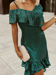  One Shoulder Ruffle Bridesmaid Dress